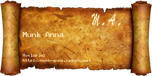 Munk Anna névjegykártya
